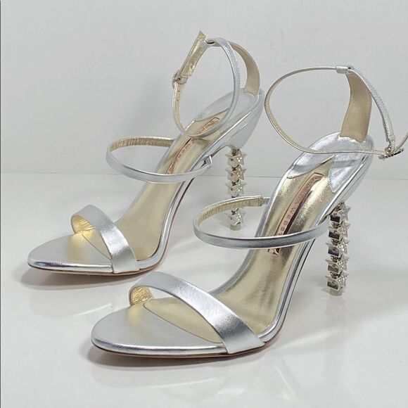 Sophia Webster Rosalind Crystal-Star Heel Metallic Leather Sandals size 39.5 - Picture 2 of 14